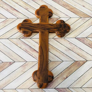 Made in Bethlehem Israel Christian Cross with Fleur De Lis Details